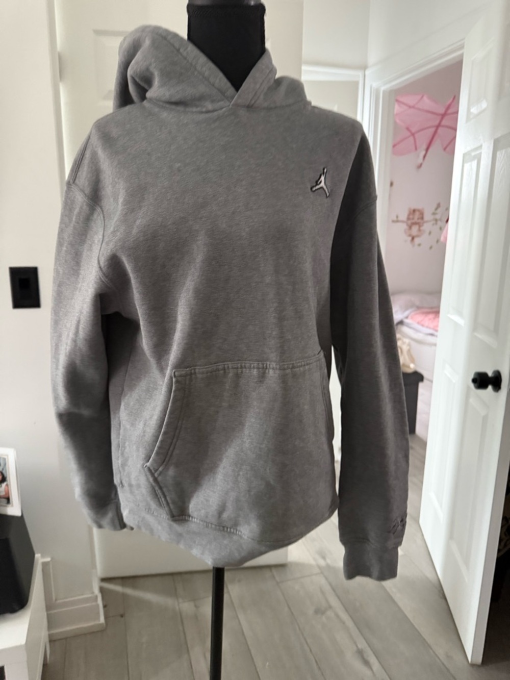 Jordan Gray Hooded Pullover with Jumpman Patch